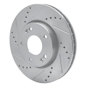 Kia Forte Brake Rotor (1) - Front Left - R1 Concepts - Drilled & Slotted - Silver - `10-`13